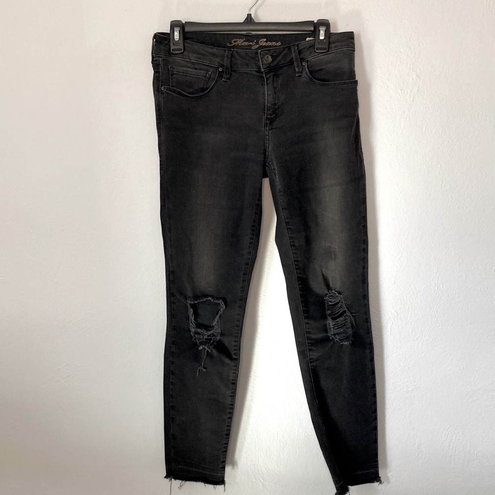 Mavi Jeans black mid-rise distressed